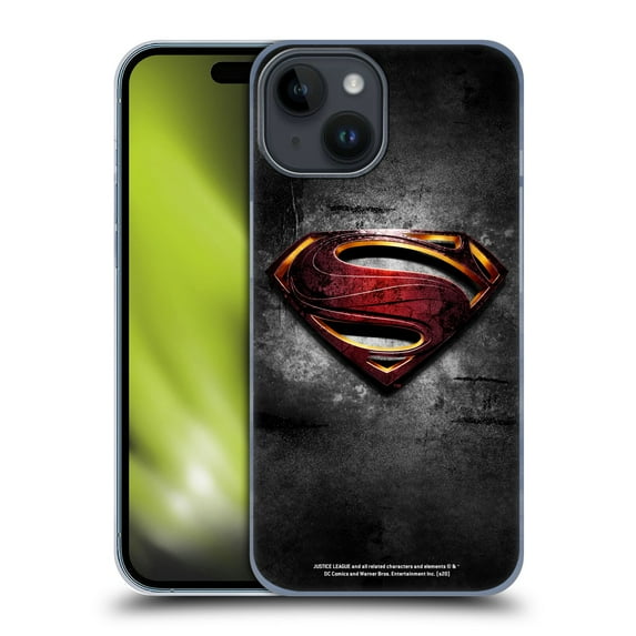 Head Case Designs Officially Licensed Justice League Movie Superman Logo Art Man Of Steel Hard Back Case Compatible with Apple iPhone 15