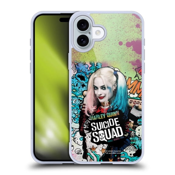 Head Case Designs Suicide Squad 2016 Graphics Harley Quinn Poster Soft Gel Case for Apple iPhone 16 Plus