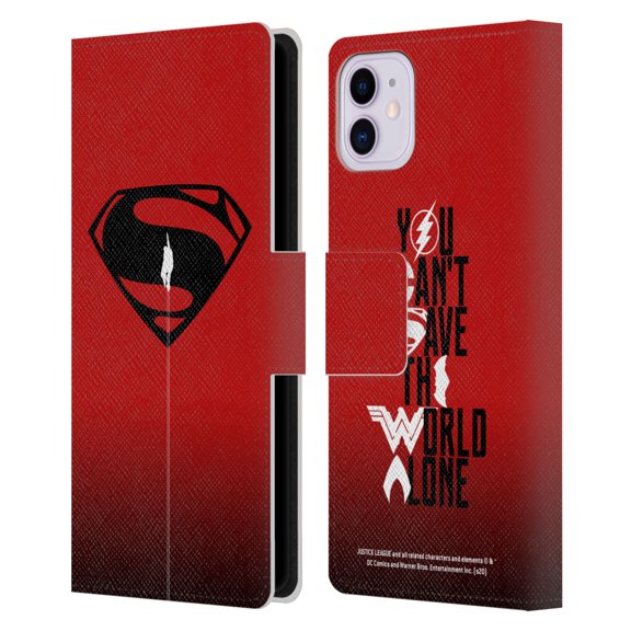 Head Case Designs Officially Licensed Justice League Movie Superman Logo Art Red And Black Flight Leather Book Wallet Case Cover Compatible with Apple iPhone 11