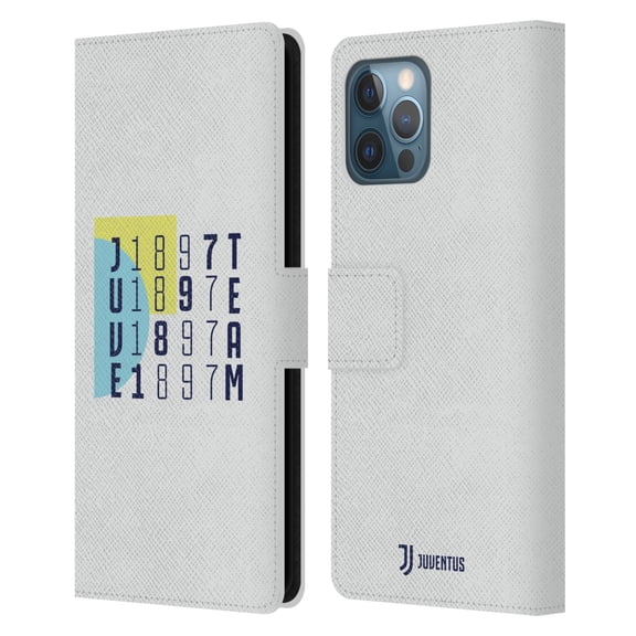 Head Case Designs Officially Licensed Juventus Football Club Colour Blocking Grey 1897 Leather Book Wallet Case Cover Compatible With Apple iPhone 12 Pro Max