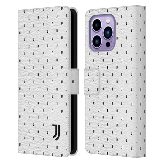 Head Case Designs Officially Licensed Juventus Football Club Lifestyle 2 White Logo Type Pattern Leather Book Wallet Case Cover Compatible with Apple iPhone 14 Pro Max