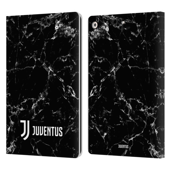 Head Case Designs Officially Licensed Juventus Football Club Marble Black 2 Leather Book Wallet Case Cover Compatible with Apple iPad 10.2 (2019)/(2020)