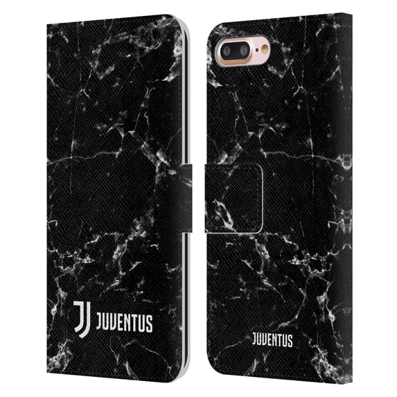 Head Case Designs Officially Licensed Juventus Football Club Marble Black 2 Leather Book Wallet Case Cover Compatible with Apple iPhone 7 Plus / iPhone 8 Plus