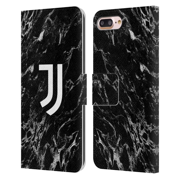 Head Case Designs Officially Licensed Juventus Football Club Marble Black Leather Book Wallet Case Cover Compatible with Apple iPhone 7 Plus / iPhone 8 Plus
