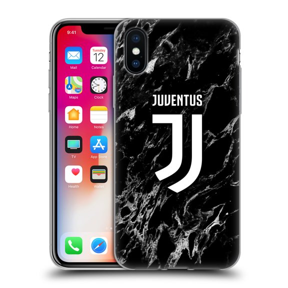 Head Case Designs Officially Licensed Juventus Football Club Marble Black Soft Gel Case Compatible with Apple iPhone X / iPhone XS