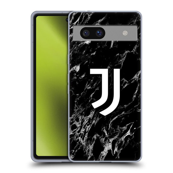 Head Case Designs Officially Licensed Juventus Football Club Marble Black Soft Gel Case Compatible with Google Pixel 7a