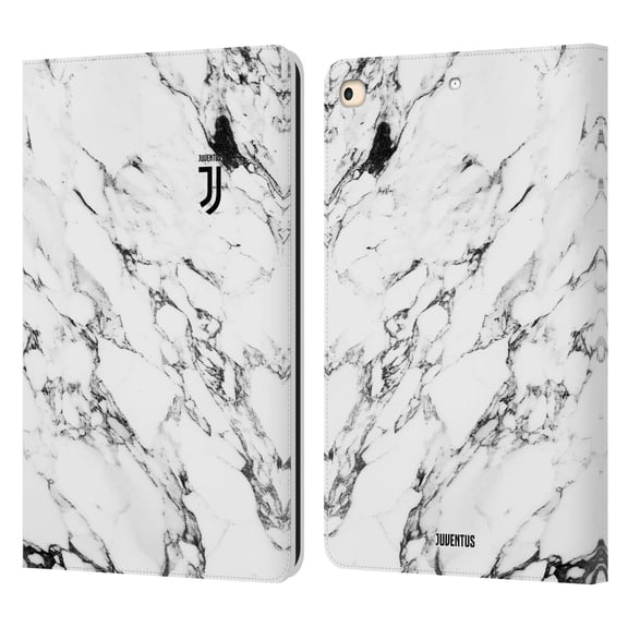 Head Case Designs Officially Licensed Juventus Football Club Marble White Leather Book Wallet Case Cover Compatible with Apple iPad 9.7 2017 / iPad 9.7 2018