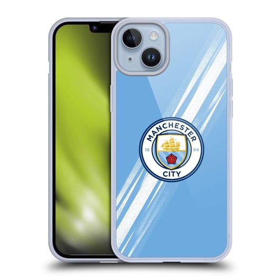Head Case Designs Manchester City Man City FC 2025/26 Badge Kit Home Soft Gel Case for Apple iPhone 14 Plus