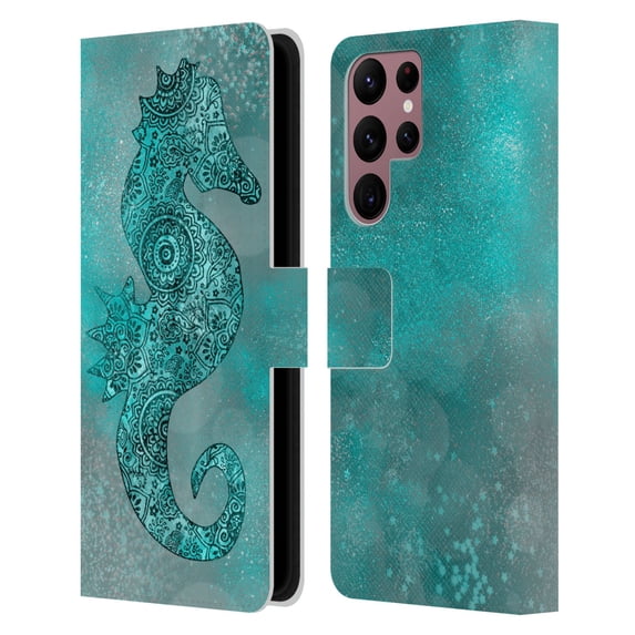 Head Case Designs Officially Licensed LebensArt Beings Seahorse Leather Book Wallet Case Cover Compatible with Samsung Galaxy S22 Ultra 5G
