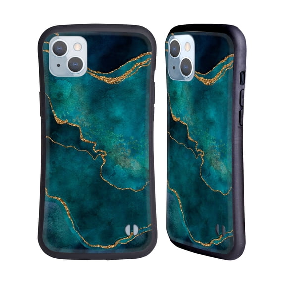Head Case Designs Officially Licensed LebensArt Mineral Marble Glam Turquoise Hybrid Case Compatible with Apple iPhone 14 Plus
