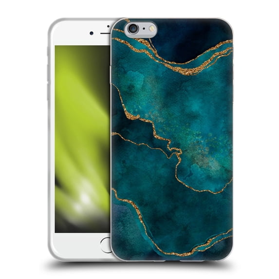 Head Case Designs Officially Licensed LebensArt Mineral Marble Glam Turquoise Soft Gel Case Compatible with Apple iPhone 6 Plus / iPhone 6s Plus