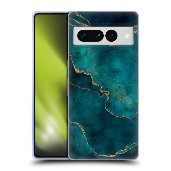 Head Case Designs Officially Licensed LebensArt Mineral Marble Glam Turquoise Soft Gel Case Compatible with Google Pixel 7 Pro