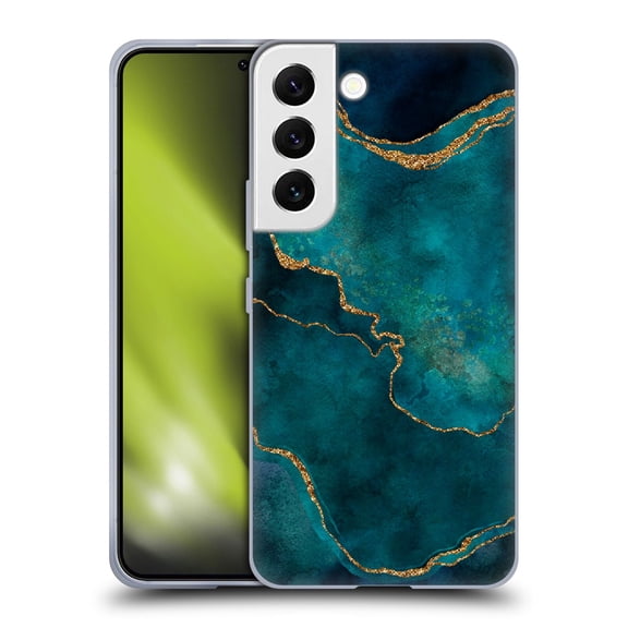 Head Case Designs Officially Licensed LebensArt Mineral Marble Glam Turquoise Soft Gel Case Compatible with Samsung Galaxy S22 5G