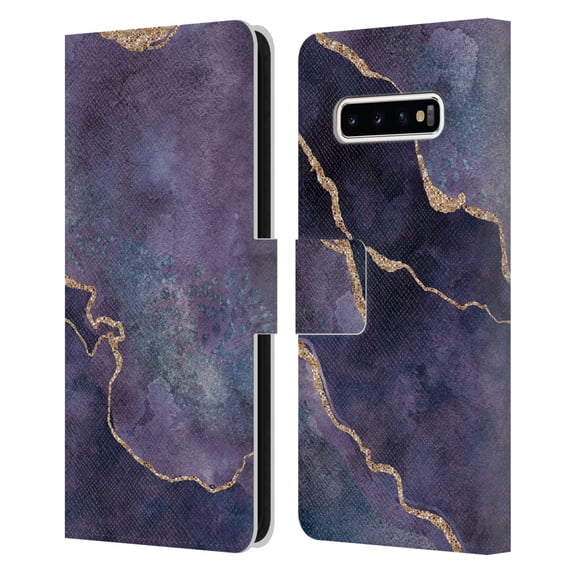Head Case Designs Officially Licensed LebensArt Mineral Marble Purple Leather Book Wallet Case Cover Compatible with Samsung Galaxy S10+ / S10 Plus