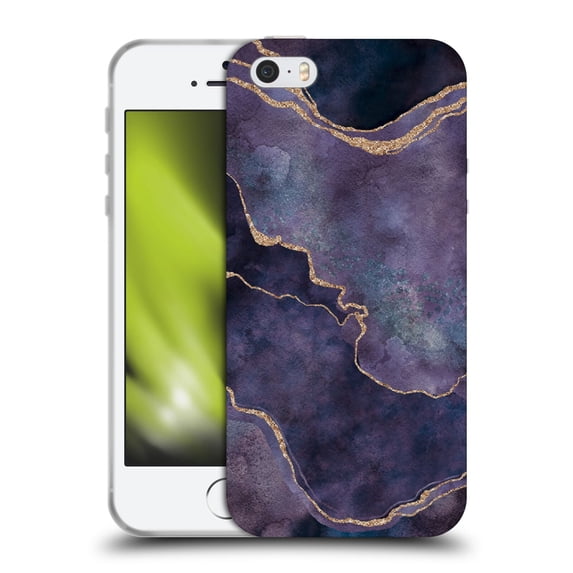 Head Case Designs Officially Licensed LebensArt Mineral Marble Purple Soft Gel Case Compatible with Apple iPhone 5 / 5s / iPhone SE 2016