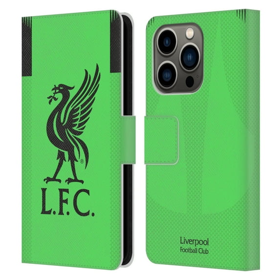 Head Case Designs Officially Licensed Liverpool Football Club 2019/20 Kit Away Goalkeeper Leather Book Wallet Case Cover Compatible with Apple iPhone 14 Pro