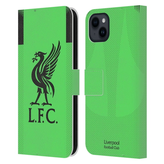 Head Case Designs Officially Licensed Liverpool Football Club 2019/20 Kit Away Goalkeeper Leather Book Wallet Case Cover Compatible with Apple iPhone 15 Plus