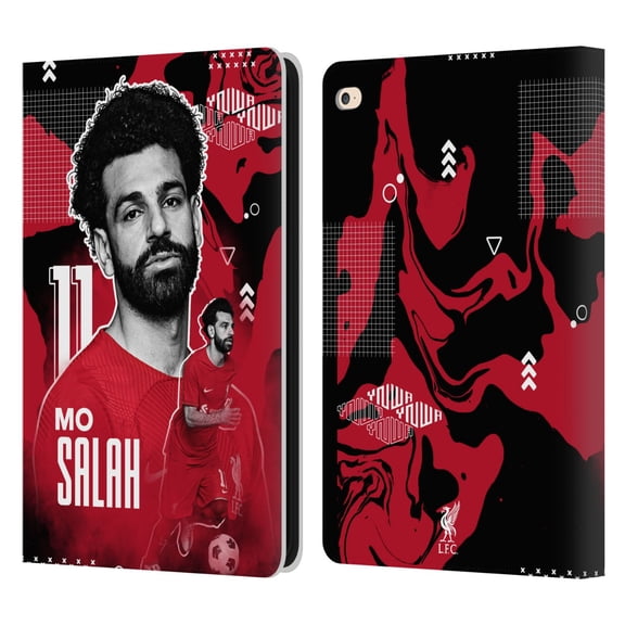 Head Case Designs Officially Licensed Liverpool Football Club 2022/23 First Team Mohamed Salah Leather Book Wallet Case Cover Compatible with Apple iPad Air 2 (2014)