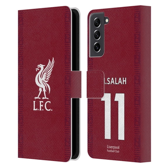 Head Case Designs Officially Licensed Liverpool Football Club 2022/23 Players Home Kit Mohamed Salah Leather Book Wallet Case Compatible with Samsung Galaxy S21 FE 5G