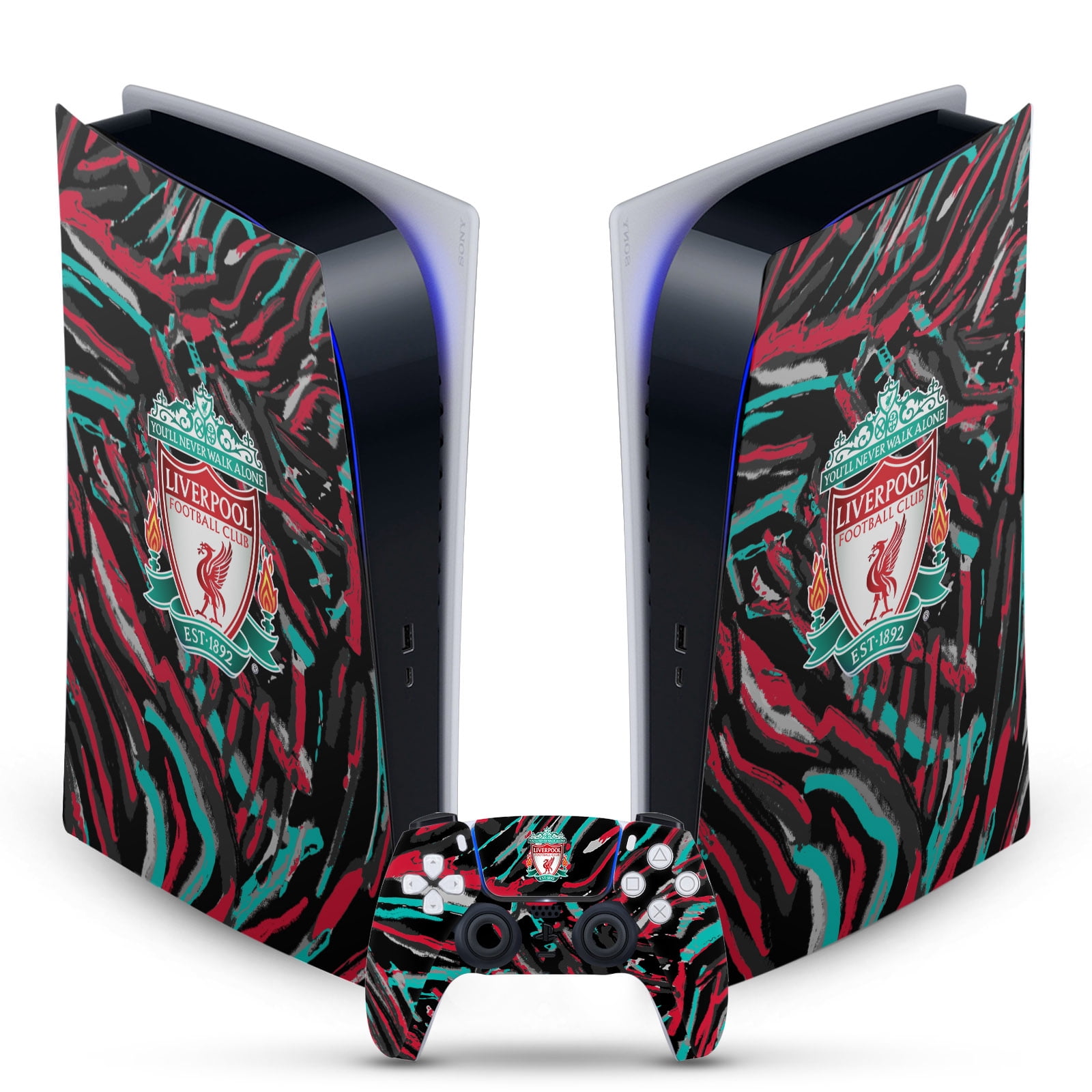 Head Case Designs Officially Licensed Liverpool Football Club Art Abstract Brush Vinyl Sticker Skin Decal Cover Compatible with Sony PS5 Digital Edition Bundle
