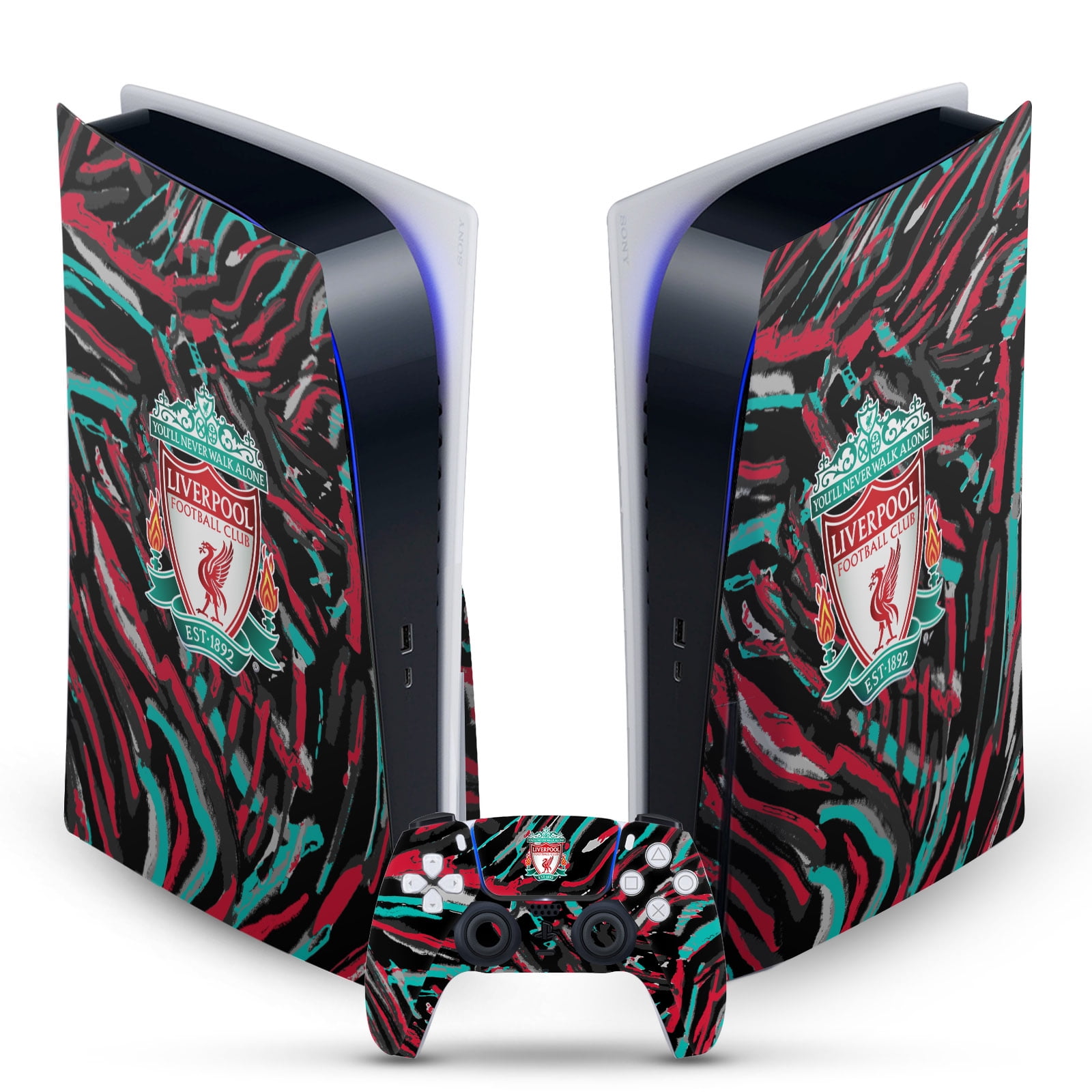 Head Case Designs Officially Licensed Liverpool Football Club Art Abstract Brush Vinyl Sticker Skin Decal Cover Compatible with Sony PS5 Disc Edition Bundle