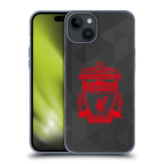 Head Case Designs Officially Licensed Liverpool Football Club Crest 1 Black Geometric 2 Soft Gel Case Compatible with Apple iPhone 15 Plus