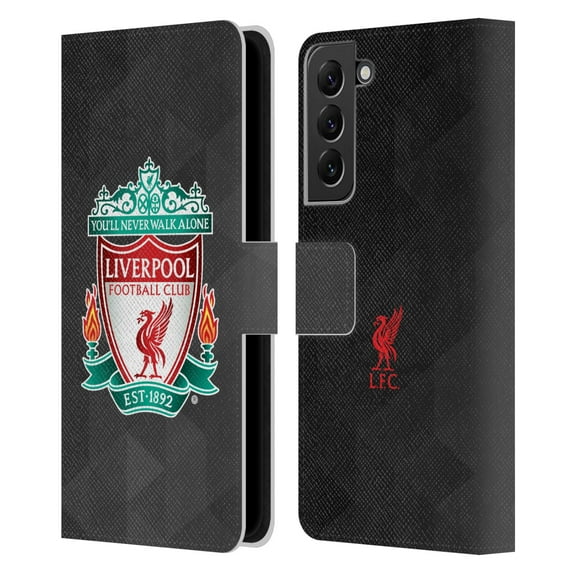 Head Case Designs Officially Licensed Liverpool Football Club Crest 1 Black Geometric 1 Leather Book Wallet Case Cover Compatible with Samsung Galaxy S22+ 5G