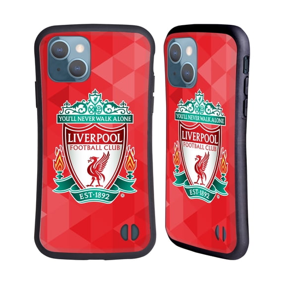 Head Case Designs Officially Licensed Liverpool Football Club Crest 1 Red Geometric 1 Hybrid Case Compatible with Apple iPhone 13