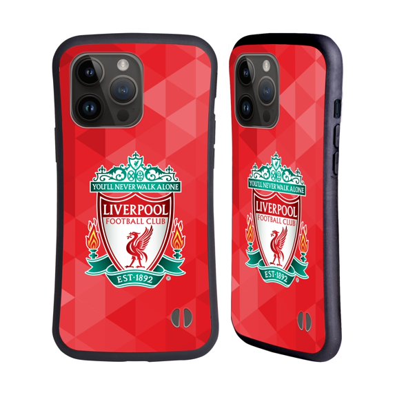 Head Case Designs Officially Licensed Liverpool Football Club Crest 1 Red Geometric 1 Hybrid Case Compatible with Apple iPhone 15 Pro Max