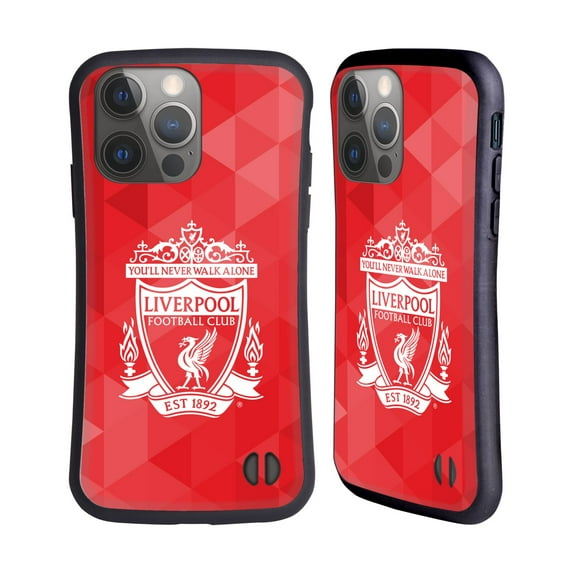 Head Case Designs Officially Licensed Liverpool Football Club Crest 1 Red Geometric 2 Hybrid Case Compatible with Apple iPhone 14 Pro