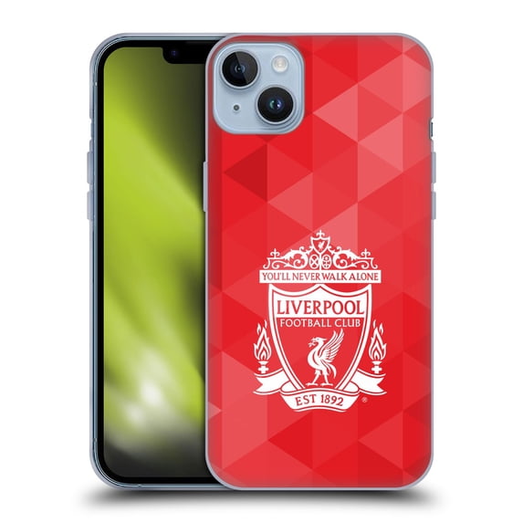 Head Case Designs Officially Licensed Liverpool Football Club Crest 1 Red Geometric 2 Soft Gel Case Compatible with Apple iPhone 14 Plus