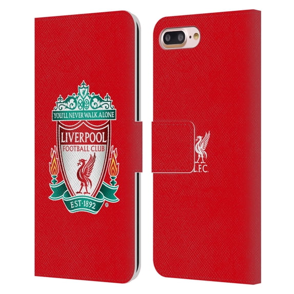 Head Case Designs Officially Licensed Liverpool Football Club Crest 1 Red 1 Leather Book Wallet Case Cover Compatible with Apple iPhone 7 Plus / iPhone 8 Plus