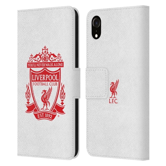 Head Case Designs Officially Licensed Liverpool Football Club Crest 1 White 2 Leather Book Wallet Case Cover Compatible with Apple iPhone XR