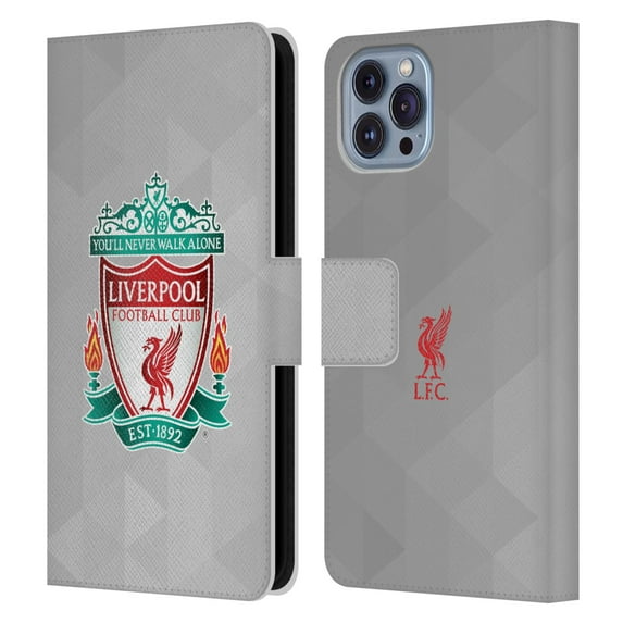 Head Case Designs Officially Licensed Liverpool Football Club Crest 1 White Geometric 1 Leather Book Wallet Case Cover Compatible with Apple iPhone 14