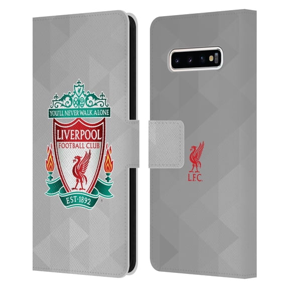 Head Case Designs Officially Licensed Liverpool Football Club Crest 1 White Geometric 1 Leather Book Wallet Case Cover Compatible with Samsung Galaxy S10+ / S10 Plus