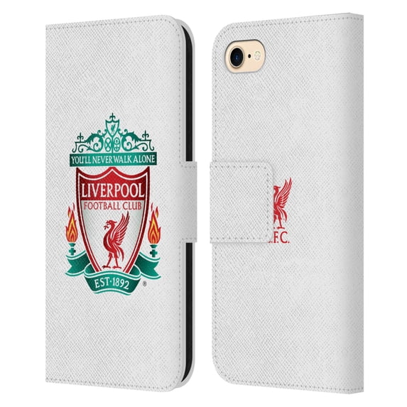 Head Case Designs Officially Licensed Liverpool Football Club Crest 1 White 1 Leather Book Wallet Case Cover Compatible with Apple iPhone 7 / 8 / SE 2020 & 2022