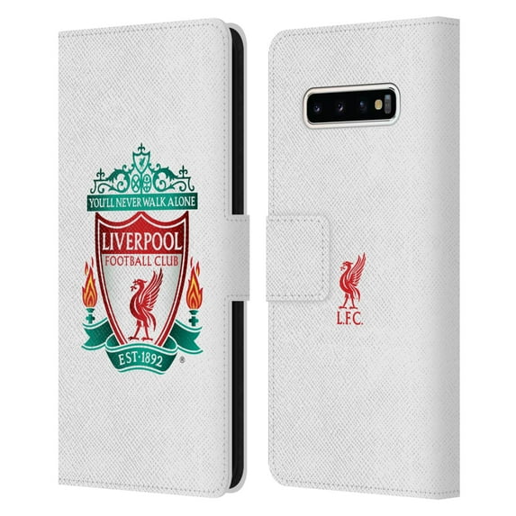 Head Case Designs Officially Licensed Liverpool Football Club Crest 1 White 1 Leather Book Wallet Case Cover Compatible with Samsung Galaxy S10+ / S10 Plus