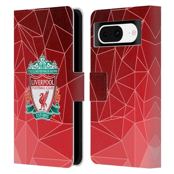 Head Case Designs Officially Licensed Liverpool Football Club Crest & Liverbird 2 Geometric Leather Book Wallet Case Cover Compatible with Google Pixel 8