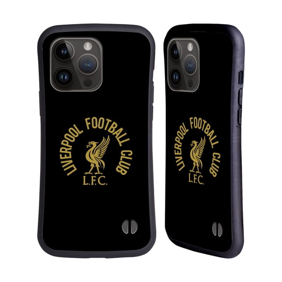 Head Case Designs Officially Licensed Liverpool Football Club Liver Bird Gold LFC On Black Hybrid Case Compatible with Apple iPhone 15 Pro Max