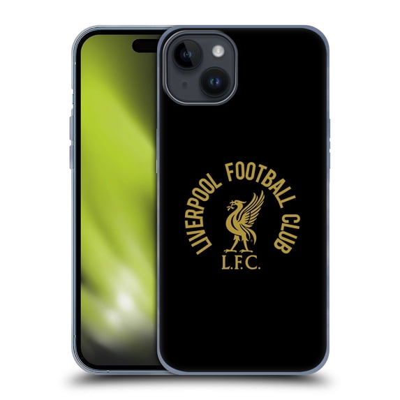 Head Case Designs Officially Licensed Liverpool Football Club Liver Bird Gold LFC On Black Soft Gel Case Compatible with Apple iPhone 15 Plus