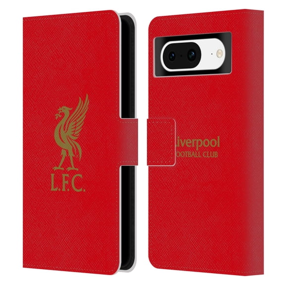 Head Case Designs Officially Licensed Liverpool Football Club Liver Bird Gold Logo On Red Leather Book Wallet Case Cover Compatible with Google Pixel 8