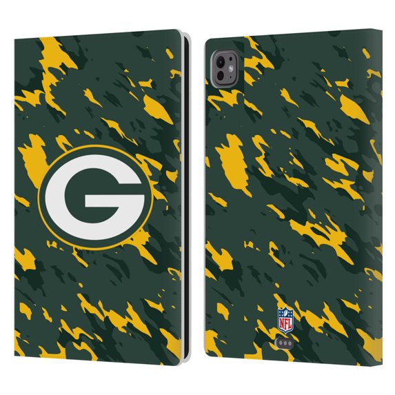 Head Case Designs NFL Green Bay Packers Logo Camou Leather Book Wallet Case Cover For Apple iPad Pro 11 M4 2024