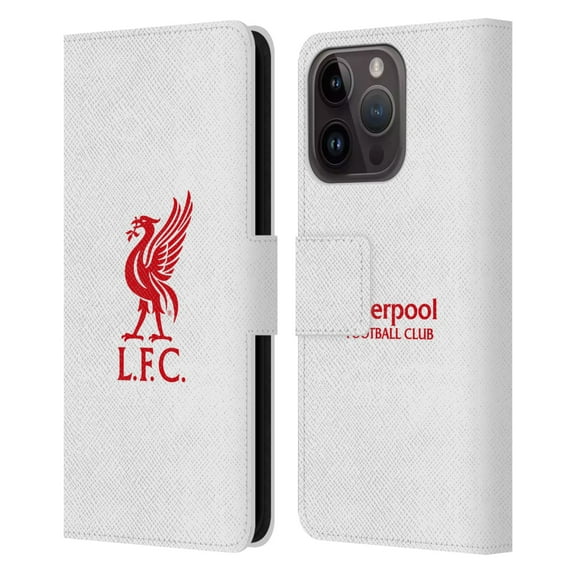 Head Case Designs Officially Licensed Liverpool Football Club Liver Bird Red Logo On White Leather Book Wallet Case Cover Compatible with Apple iPhone 15 Pro