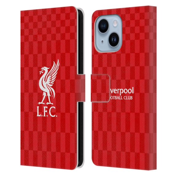 Head Case Designs Officially Licensed Liverpool Football Club Liver Bird White On Red Kit Leather Book Wallet Case Cover Compatible with Apple iPhone 14 Plus