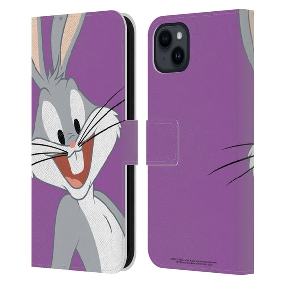 Head Case Designs Officially Licensed Looney Tunes Characters Bugs Bunny Leather Book Wallet Case Cover Compatible with Apple iPhone 15 Plus