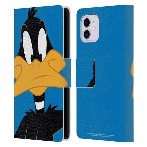 Head Case Designs Officially Licensed Looney Tunes Characters Daffy Duck Leather Book Wallet Case Cover Compatible with Apple iPhone 11