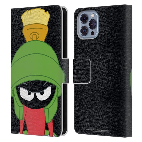 Head Case Designs Officially Licensed Looney Tunes Characters Marvin The Martian Leather Book Wallet Case Cover Compatible with Apple iPhone 14