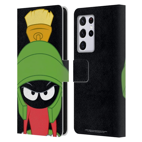 Head Case Designs Officially Licensed Looney Tunes Characters Marvin The Martian Leather Book Wallet Case Cover Compatible with Samsung Galaxy S21 Ultra 5G