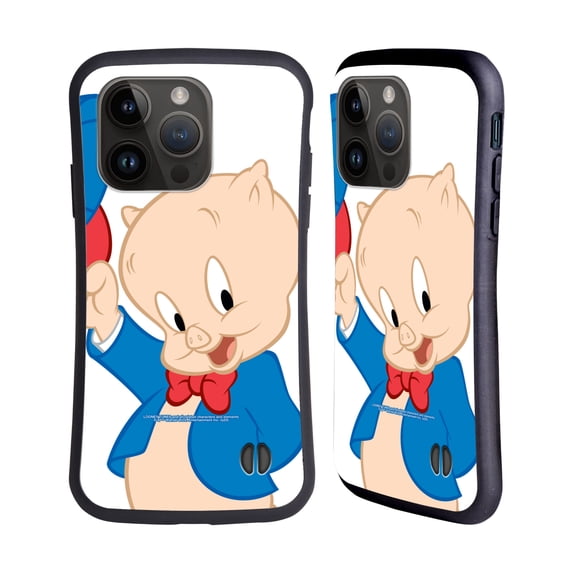 Head Case Designs Officially Licensed Looney Tunes Characters Porky Pig Hybrid Case Compatible with Apple iPhone 15 Pro