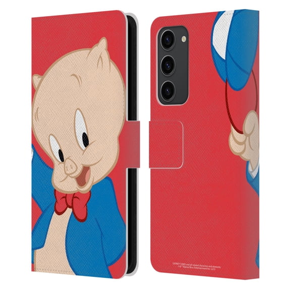 Head Case Designs Officially Licensed Looney Tunes Characters Porky Pig Leather Book Wallet Case Cover Compatible with Samsung Galaxy S23+ 5G